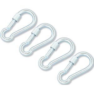 AMIG Karabijnhaak Set 8x80mm - 4 Grote Karabijnhaken met Vergrendeling voor Industrie