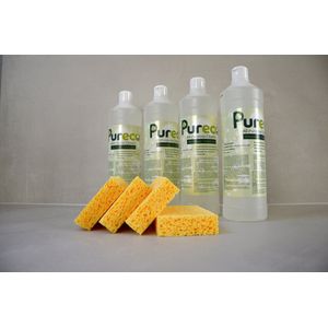 Pureco - Ecologisch Schoonmaakpakket - Voorraadpakket met 4 x Allesreiniger 1 L, 4 x Spons