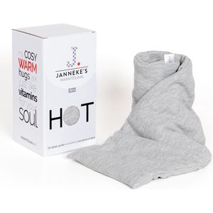 Janneke's Warmtesjaal - pittenzak - lang - biologisch lijnzaad - wasbare hoes - lichtgrijs