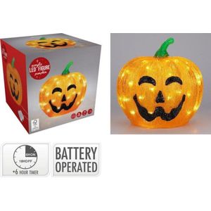 Lights4fun LED Kürbis Glas mit TruGlow® LED Kerze Windlicht