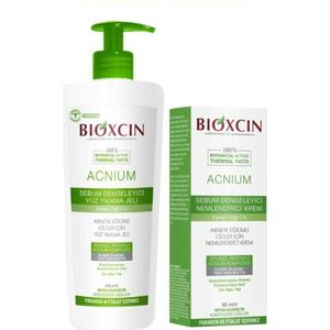 Bioxcin Acnium Sebum Balancing Face Wash Gel gezichtsreiniger 500 ml (tegen Acne) + Bioxcin Acnium Hydraterende Acne Crème 50 ml - Herbal - Bio - bioxcin - Acnium - bioxsine - Vegan- Gezichtsverzorging - Huidverzorging