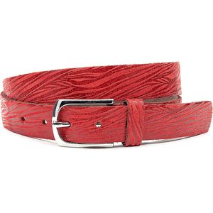 A-Zone Dames riem rood zebra look - dames riem - 3 cm breed - Rood - Echt Leer - Taille: 95cm - Totale lengte riem: 110cm