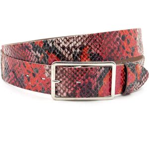 Thimbly Belts Dames riem rood slang - dames riem - 4 cm breed - Rood - Echt Leer - Taille: 105cm - Totale lengte riem: 120cm