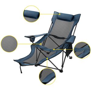 Polaza® Ligstoel - Camping Stoel - Luxe Ligstoel - Loungestoel - Stoel voor Buiten - Klapstoel Camping - Opvouwbaar - Grijs