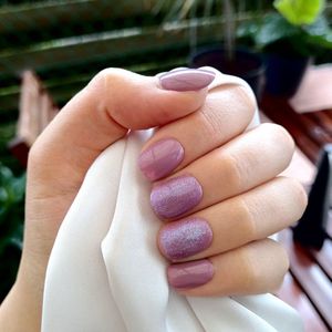 SD Press on Nails - B1 - Plaknagels met nagellijm - Kort Naturel Kunstnagels - Mauve/Glitter - Set 20 Nagels - Handmade - Gellak - Nepnagels - Nageltips - Handgemaakt - Nail Art -Accessoires - Nagellak