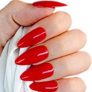 SD Press on Nails - B-114 - Plaknagels met nagellijm - Lang Stiletto Kunstnagels - Rood - Set 20 Nagels - Nagelset - Nails at home - Lange Nageltips - Cosplay - Accessoires voor haar