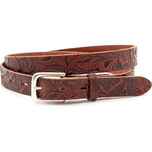 A-Zone Dames riem rood bruin (wave leer) - dames riem - 2.5 cm breed - Rood Bruin - Echt Leer - Taille: 90cm - Totale lengte riem: 105cm