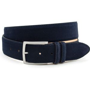 Thimbly Belts Suede broekriem navy - heren en dames riem - 4cm breed - Donker Blauw - Echt Suede leer - Taille: 110cm - Totale lengte riem: 125cm