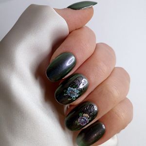 SD Press on Nails - B94 - Plaknagels - Nagelset 20 Nagels - Paarsgroen - Gellak - Nagellak - Kort Ronde Nageltips - Nepnagels met Lijm - Kunstnagels - Nail Art - Handmade - Valse nagels - Nagelvijl - Accessoires - Korte Nagels - Nepnagels