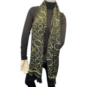 Sjaal- Pashmina Sjaal- Fashion Sjaals- Pareo- Omslagdoek- 205/6 - Zwart met Olijfgroen