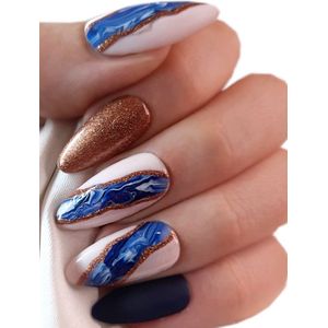 SD Press on Nails - No. 95 Vamos a Marte - Plaknagels - Gelnagels - Handgemaakt - 20 stuks - Gellak - Nagellak - Lang Stiletto Nageltips - Nepnagels met Lijm - Kunstnagels - Nail Art - Handmade - Valse nagels - Nagelvijl - Accessoires - Lange Nagels
