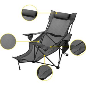 Polaza® Ligstoel - Camping Stoel - Luxe Ligstoel - Loungestoel - Stoel voor Buiten - Klapstoel Camping - Opvouwbaar