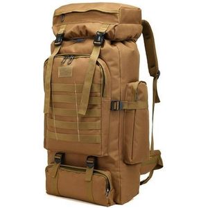 Polaza® Backpack - Rugzak - Rugtas - Groot Formaat - Reis Rugzak - Voor onderweg - Luxe Rugzak - Tas - 80L - Bruin - Camouflage