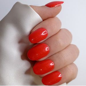 SD Press on Nails - B-59 - Plaknagels - Nagelset 20 Nagels - Rood - Gellak - Nagellak - Kort Ronde Nageltips - Nepnagels met Lijm - Kunstnagels - Nail Art - Handmade - Valse nagels - Nagelvijl - Accessoires - Korte Nagels