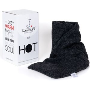 Janneke's Warmtesjaal - pittenzak - 70 cm lang - lijnzaad - wasbare hoes - antraciet