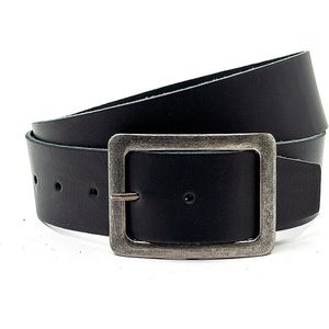 Thimbly Belts Stoere zwarte unisex riem - dames riem - 5 cm breed - Zwart - Echt Leer - Taille: 105cm - Totale lengte riem: 120cm