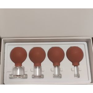 Vitado - professionele massage glas cup voor cupping - 4 delige cupset - voor gezicht en lichaam kleur ROOD