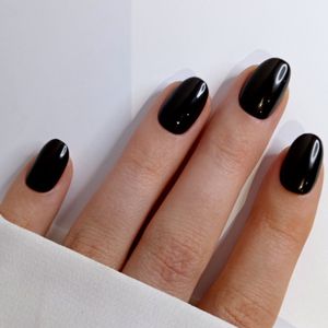 SD Press on Nails - B-112 - Plaknagels met nagellijm - XS Almond - Kunstnagels - Zwart - Set 20 Kunstnagels handgemaakt van gellak - Nageltips - Accessoires - Korte Nagels - Nagellak - Korte Nageltips