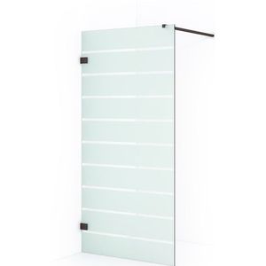 Diamond Inloopdouche | 90 cm Zwart metaal Helder met matte strepen Vaste wand