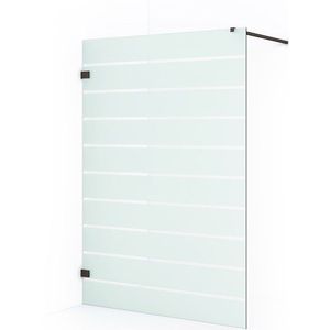 Diamond Inloopdouche | 140 cm Zwart metaal Helder met matte strepen Vaste wand
