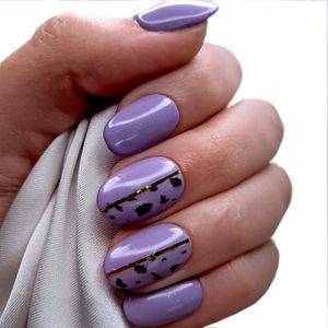 SD Press on Nails - B-7 - Plaknagels - Nagelset 20 Nagels - Lila - Gellak - Nagellak - Kort Ronde Nageltips - Nepnagels met Lijm - Kunstnagels - Nail Art - Handmade - Valse nagels - Nagelvijl - Accessoires - Korte Nagels