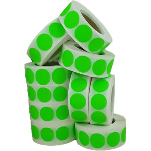 Sticker Set - ""Groen Fluor"" - 10 Rollen á 1000 Stuks per rol - Etiketten - ∅25mm - Sluitsticker - Promotie Sticker - Bulkverpakking
