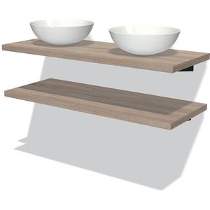 Modulo Plato Badkamermeubel voor waskom | 120 cm Eiken front Eiken blad 2 wastafelbladen