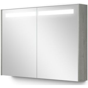 Spiegelkast Met Verlichting Modulo 100x70cm Grijs Eiken
