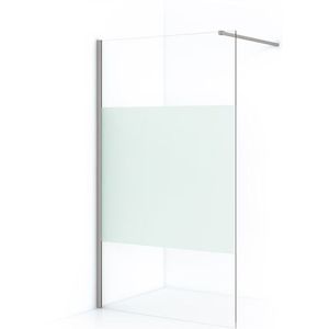 Diamond Inloopdouche | 110 cm Rvs Helder met matte strook Vaste wand