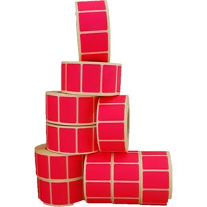Sticker Set - ""Roze Fluor"" - 10 Rollen - 1000 Stuks per rol - Etiketten - 36x25mm - Sluitsticker - Promotie Sticker - Bulkverpakking - Blanco