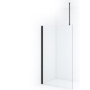Diamond Inloopdouche | 120 cm Mat zwart Helder glas Vaste wand