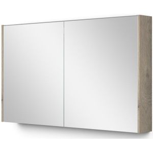 Spiegelkast Met Verlichting Modulo 120x70cm Lichtgrijs Eiken