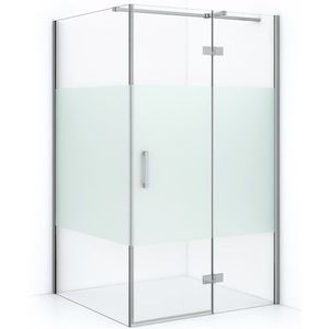 Diamond Douchecabine | 120x90 cm Chroom Helder met matte strook Draaideur Rechthoek