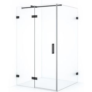Diamond Douchecabine | 120x80 cm Zwart chroom Helder glas Draaideur Rechthoek