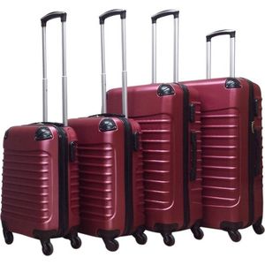 Kofferset Vierkant Travelerz 4-delig ABS - Bordeaux rood