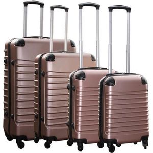 Kofferset Vierkant Travelerz 4-delig ABS - Rosé goud