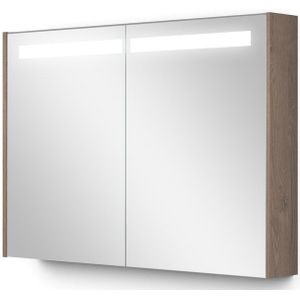 Spiegelkast Met Verlichting Modulo 100x70cm Middenbruin Eiken