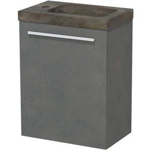 Modulo Pico Toiletmeubel met wastafel | 40 cm Donkergrijs beton Vlak front Natuursteen
