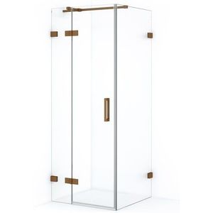 Diamond Douchecabine | 80x70 cm Koper Helder glas Draaideur Rechthoek