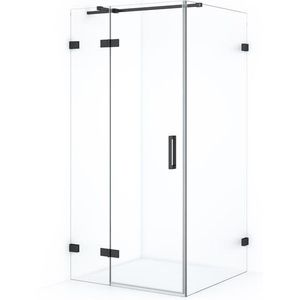 Diamond Douchecabine | 100x90 cm Zwart chroom Helder glas Draaideur Rechthoek