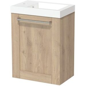 Modulo Pico Toiletmeubel met wastafel | 40 cm Lichtbruin eiken Kader front Mineraalmarmer