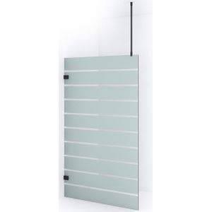 Diamond Inloopdouche | 120 cm Zwart chroom Helder met matte strepen Vaste wand