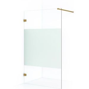 Diamond Inloopdouche | 120 cm Goud Helder met matte strook Vaste wand