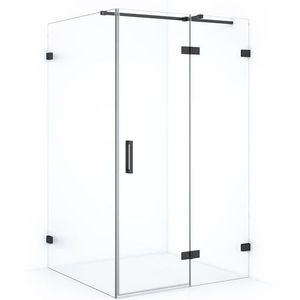 Diamond Douchecabine | 110x110 cm Zwart chroom Helder glas Draaideur Vierkant