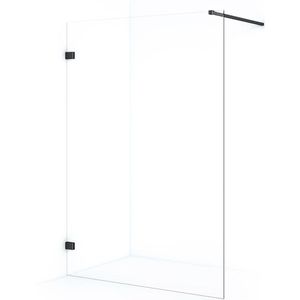 Diamond Inloopdouche | 130 cm Zwart chroom Helder glas Vaste wand