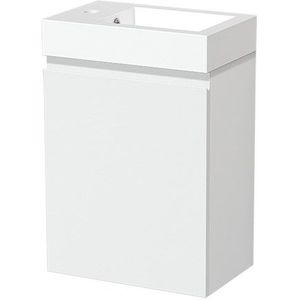 Modulo Pico Toiletmeubel met wastafel | 40 cm Mat wit Greeploos front Mineraalmarmer