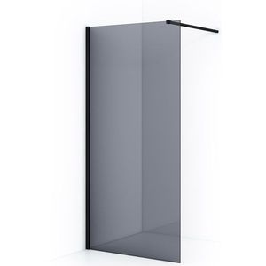 Diamond Inloopdouche | 100 cm Mat zwart Rookglas Vaste wand