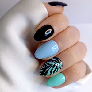 SD Press on Nails - B-193 - Plaknagels - Nagelset 20 Nagels - Blauw - Gellak - Nagellak - XS Stiletto Nageltips - Nepnagels met Lijm - Kunstnagels - Nail Art - Handmade - Valse nagels - Nagelvijl - Accessoires