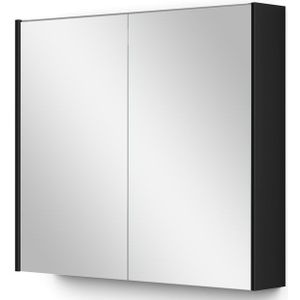 Spiegelkast Met Verlichting Modulo 80x70cm Hoogglans Zwart