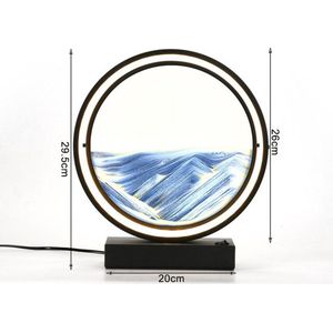 Polaza® 3D Zandloper - Zandlandschap - Moderne Bewegende Zandkunst - Kunst & Decoratie - Tafellamp - 26x29 Centimeter - Blauw